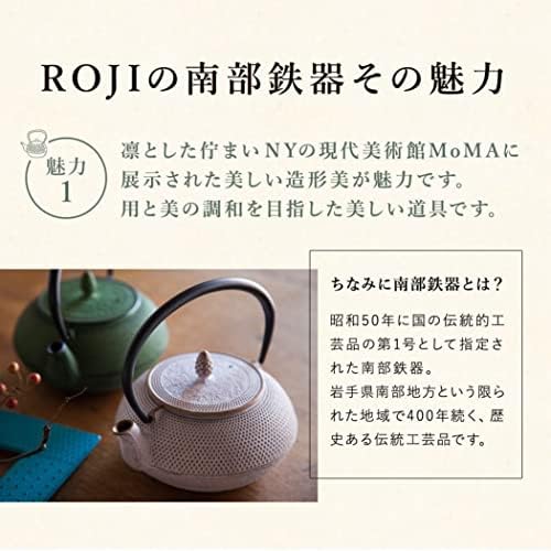 [Roji Associates] קומקום ברזל יצוק, ננבו טקי קומקום, מיוצר ביפן, עם מסננת תה, גימור אמייל פנימי,
